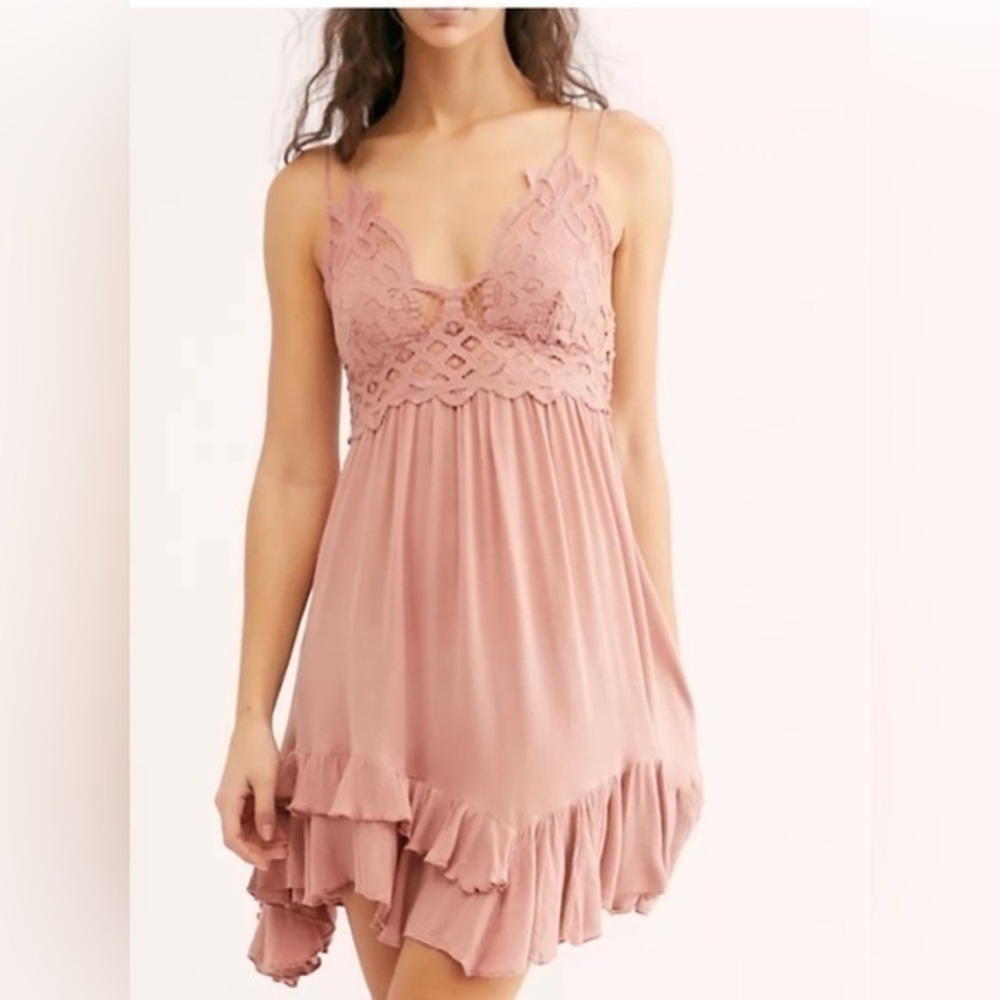 NWT Free People Adella Slip Dress in Rose - XS